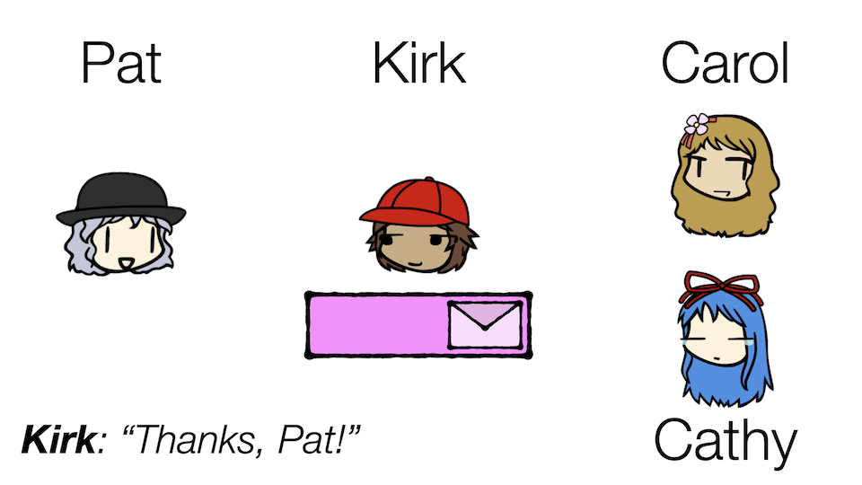 Kirk says, 'Thanks, Pat!'