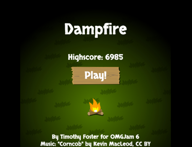 Title screen depicting a campfire.