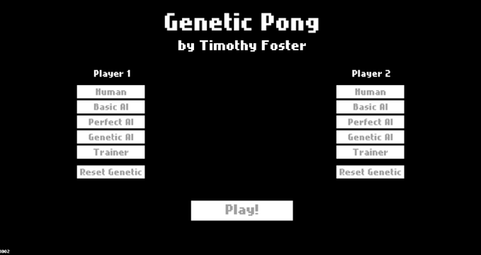 The player menu, with an assortment of AI options for each paddle.