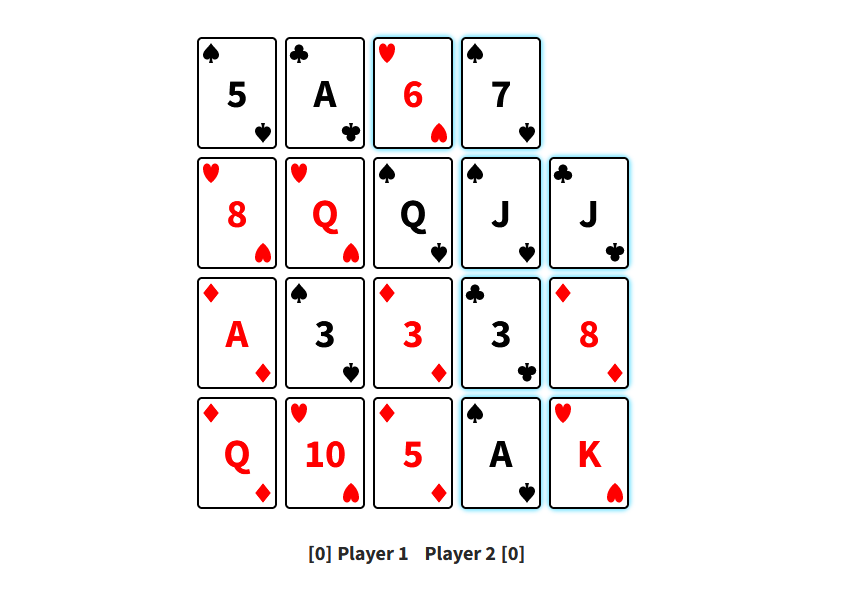 A matrix of several cards laid out in a grid.