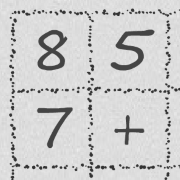 Some numbers and a plus sign in a grid.