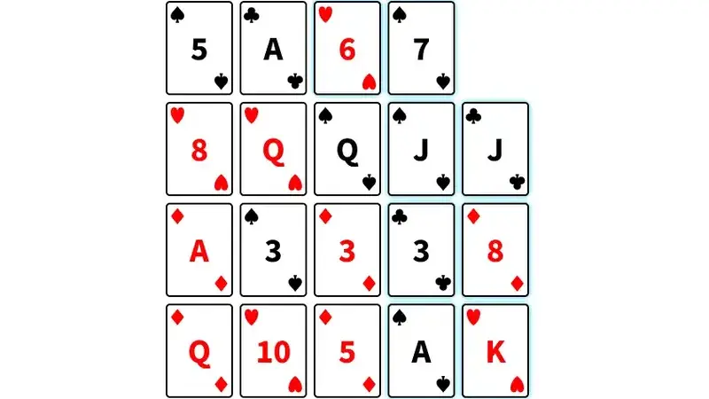 A matrix of several cards laid out in a grid.