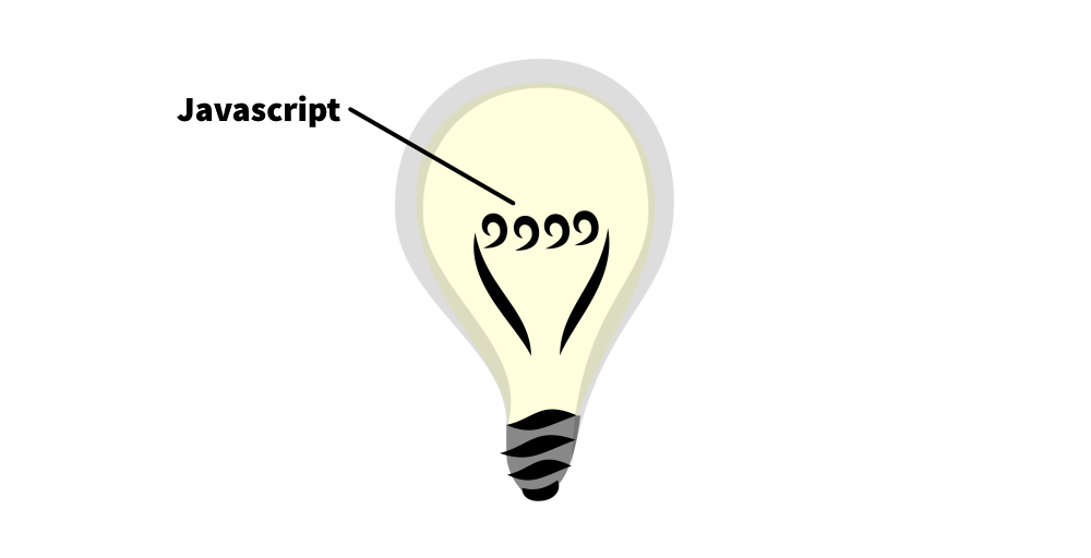The filament of a light bulb marked as 'Javascript'.
