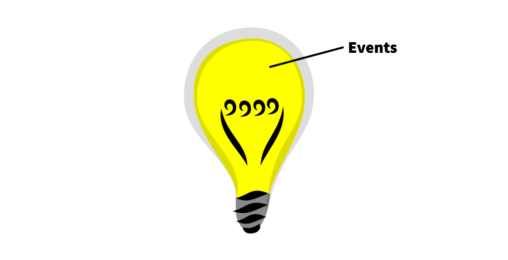 The empty part of a light bulb marked as 'Events'.