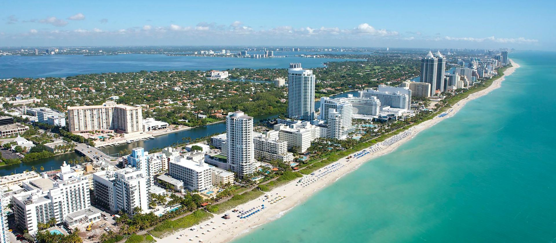 Aerial view of Miami beaches.