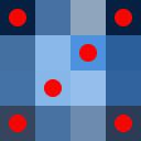 An array of pixels, where every third pixel is marked with a red dot.