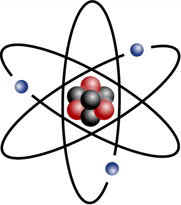 An atom depicted with spheres.